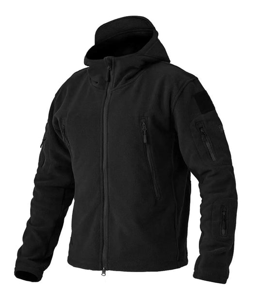 Męska bluza taktyczna polarowa z kapturem – ciepła kurtka outdoor na zamek