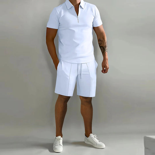 Męski komplet letni polo + szorty – elegancki zestaw casual na lato