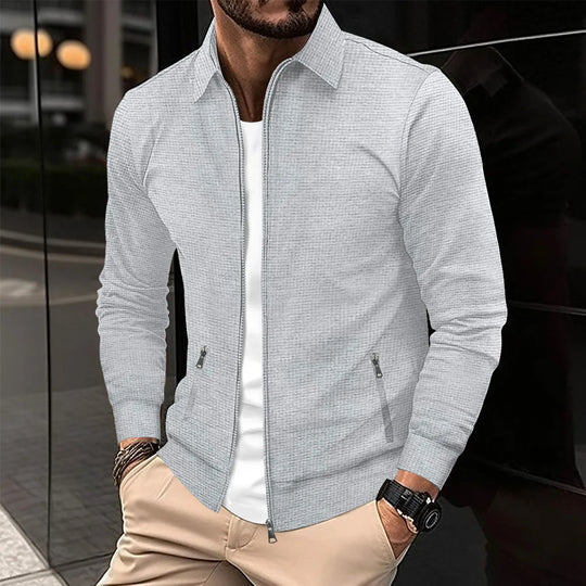 Męska kurtka casual na zamek – lekka, dopasowana, stylowa bluza typu smart casual