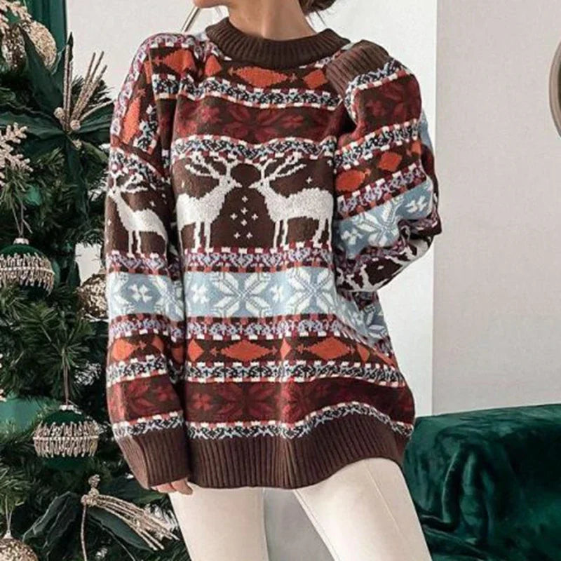 Damski sweter świąteczny – miękki, ciepły, wyjątkowy wzór zimowy