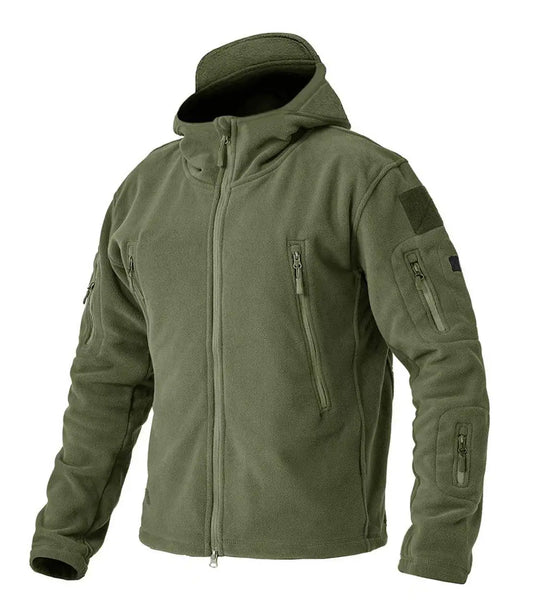 Męska bluza taktyczna polarowa z kapturem – ciepła kurtka outdoor na zamek