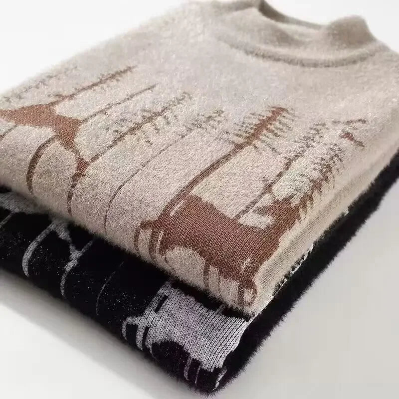Męski sweter z motywem zimowym – ciepły, stylowy i wyjątkowo komfortowy