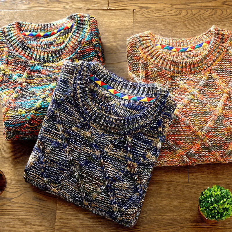 Męski sweter casual – wzorzysty sweter bawełniany