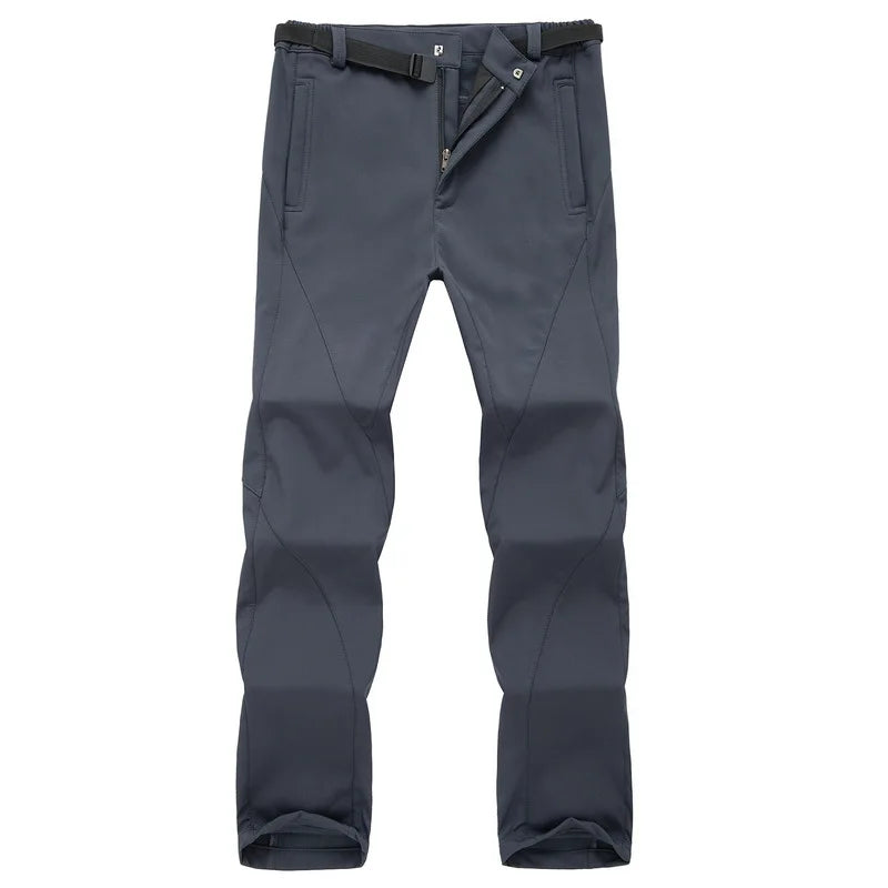 Damskie spodnie trekkingowe softshell ocieplane – wodoodporne spodnie outdoorowe z polarem i kieszeniami