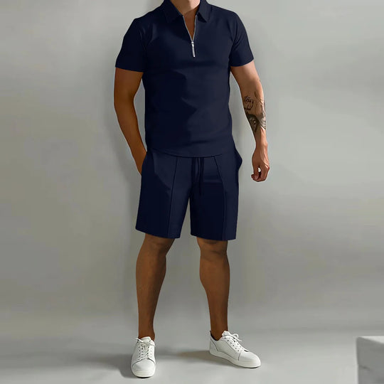 Męski komplet letni polo + szorty – elegancki zestaw casual na lato