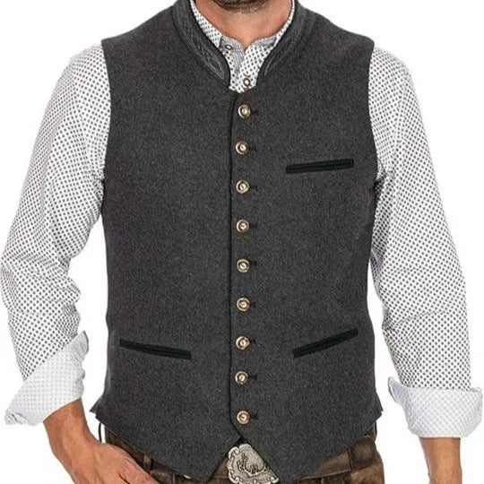 Męska kamizelka elegancka bezrękawnik na guziki – klasyczna kamizelka casual smart casual