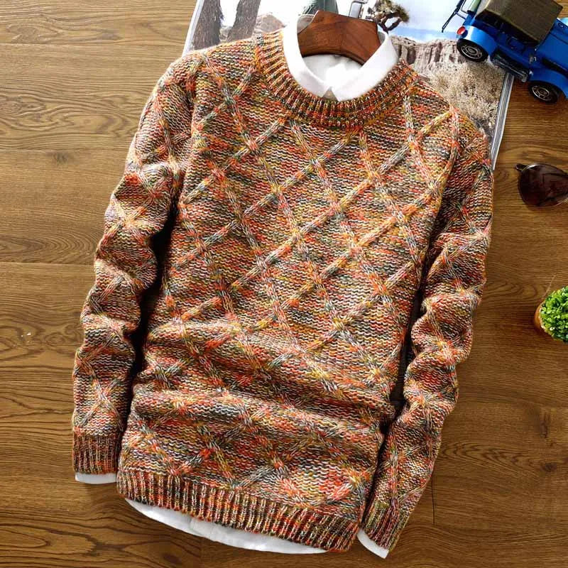 Męski sweter casual – wzorzysty sweter bawełniany
