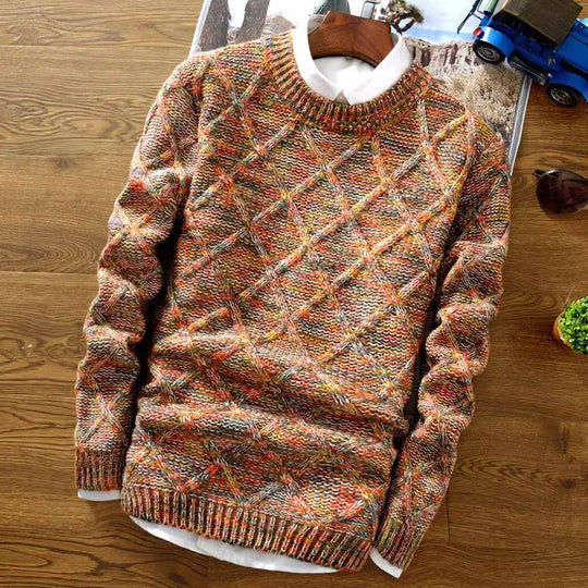 Męski sweter casual – wzorzysty sweter bawełniany