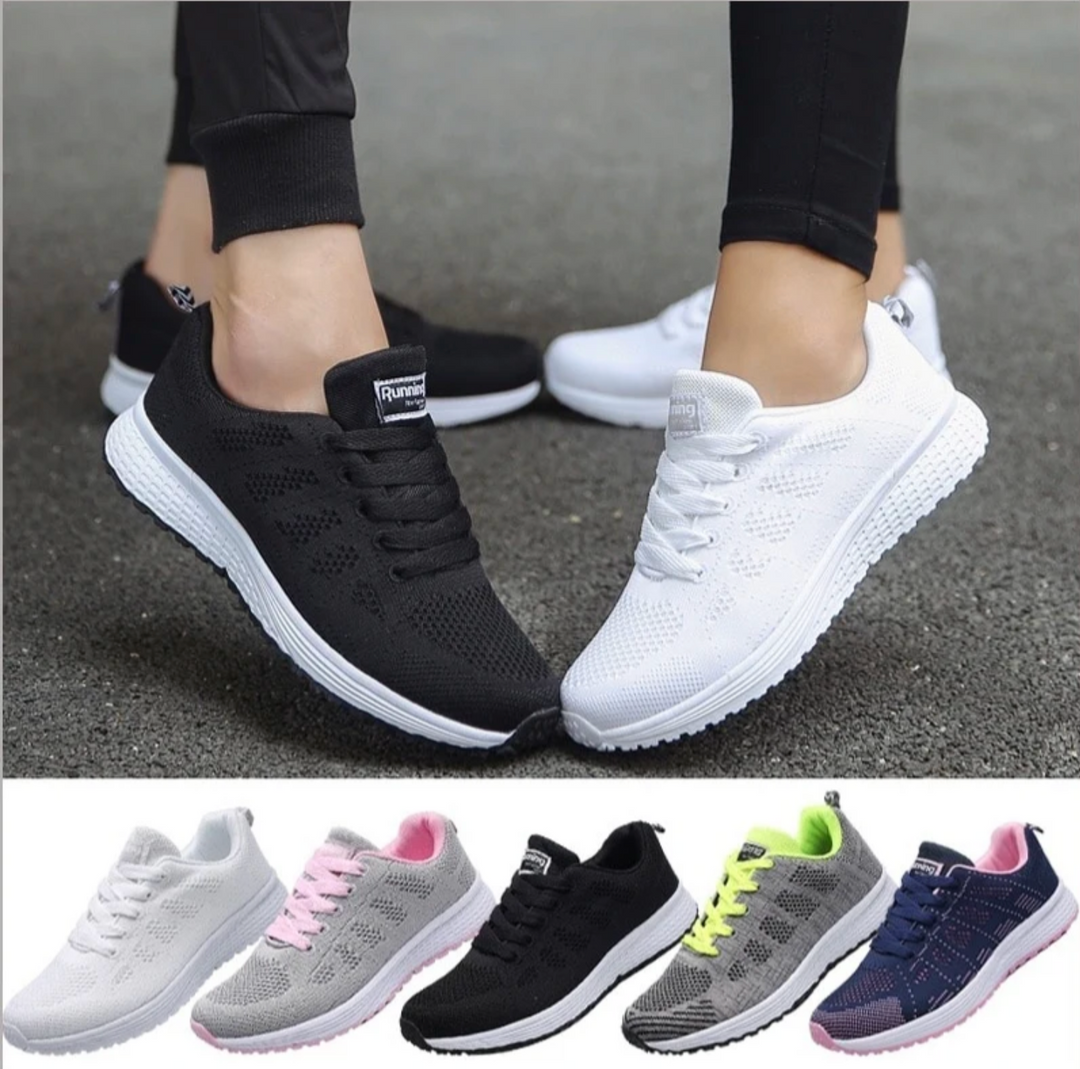 Damskie buty sportowe sneakersy z oddychającej siateczki – lekkie obuwie do biegania, spacerów i na co dzień