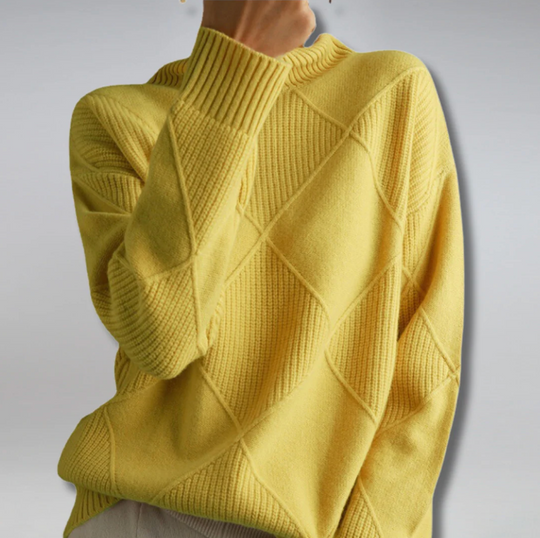 Damski sweter z golfem w geometryczny wzór – elegancki, miękki sweter na jesień i zimę