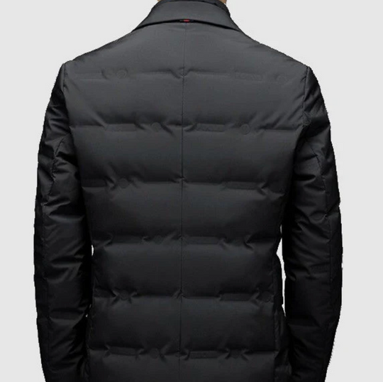 Męska kurtka elegancka ocieplana – pikowana marynarka zimowa casual smart casual ze stójką