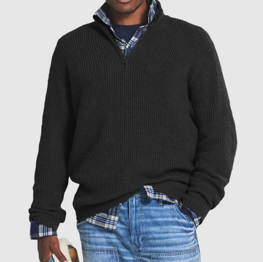 Męski sweter z zamkiem pod szyją – elegancki sweter casual