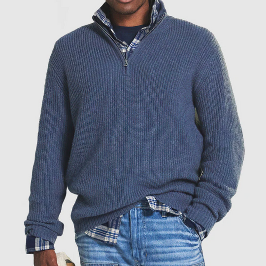 Męski sweter z zamkiem pod szyją – elegancki sweter casual