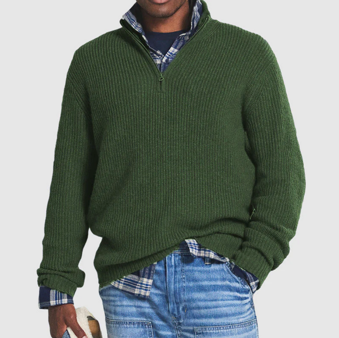 Męski sweter z zamkiem pod szyją – elegancki sweter casual