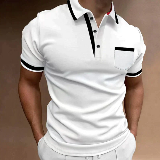 Męska koszulka polo elegancka – klasyczna koszulka polo casual z kołnierzykiem i kieszonką
