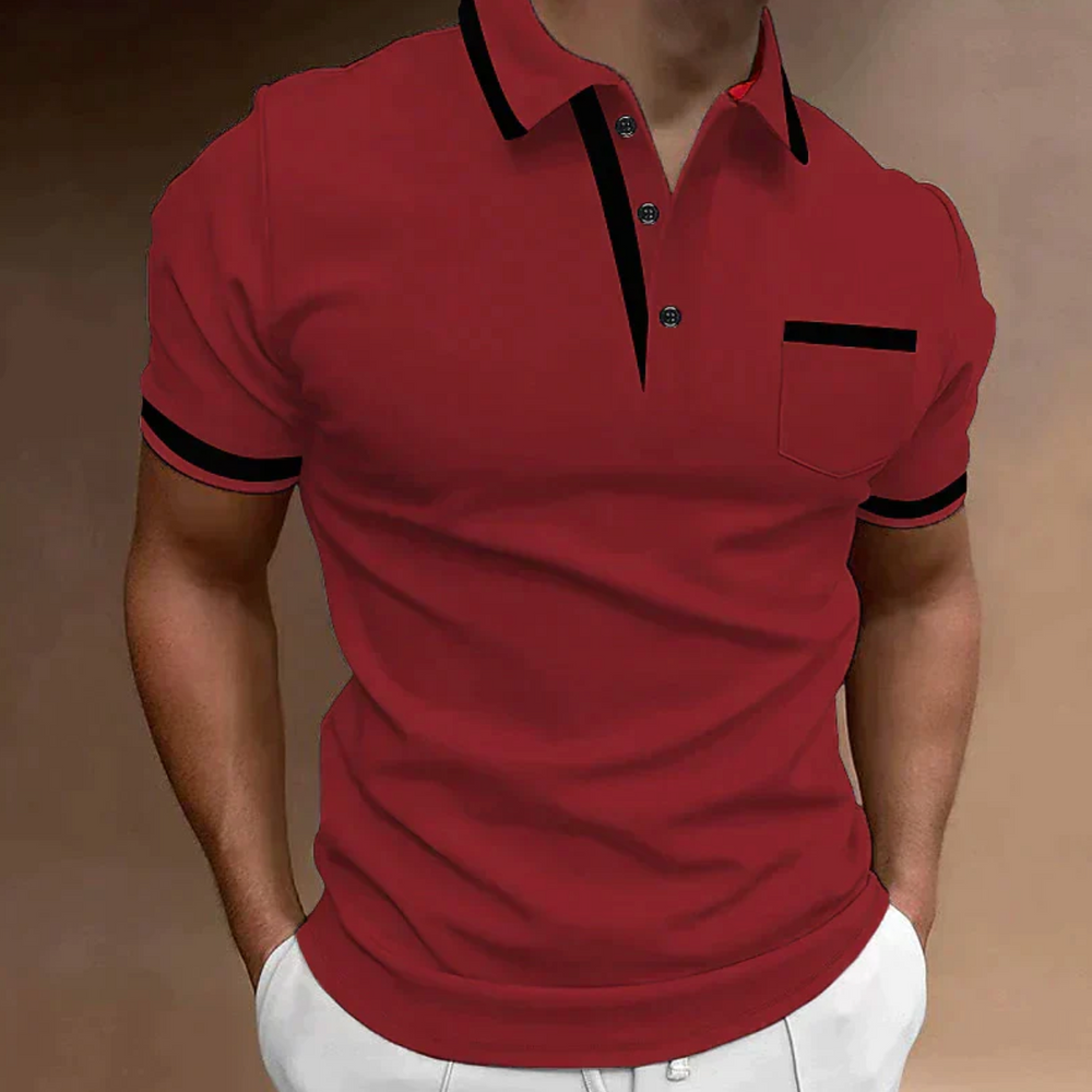 Męska koszulka polo elegancka – klasyczna koszulka polo casual z kołnierzykiem i kieszonką