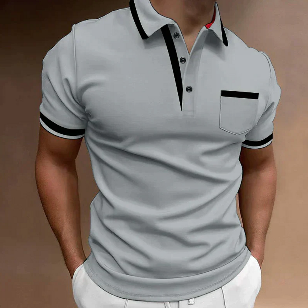 Męska koszulka polo elegancka – klasyczna koszulka polo casual z kołnierzykiem i kieszonką