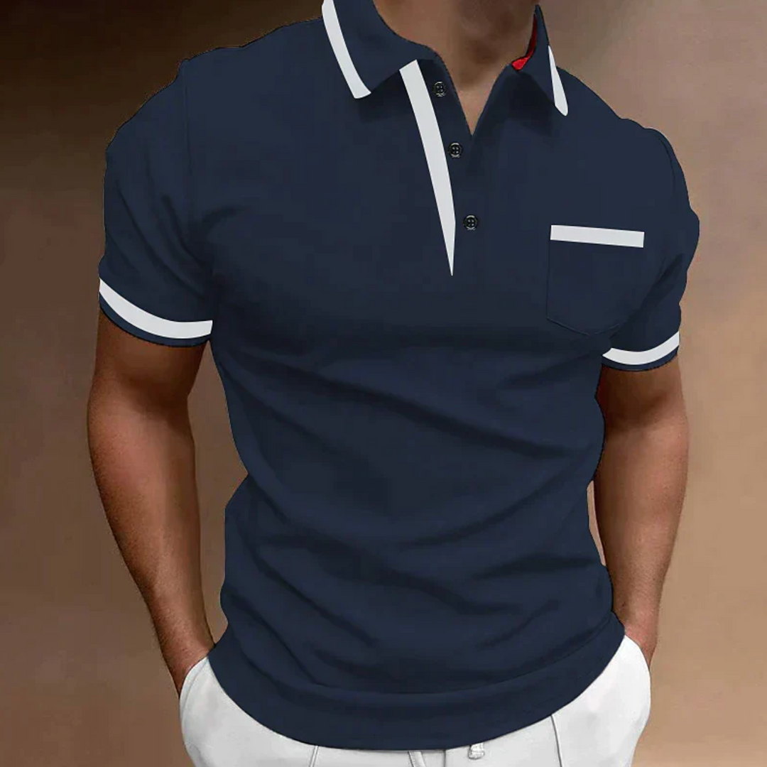 Męska koszulka polo elegancka – klasyczna koszulka polo casual z kołnierzykiem i kieszonką