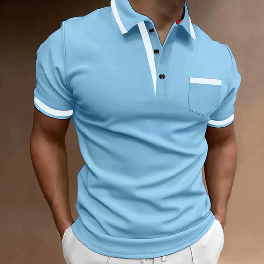 Męska koszulka polo elegancka – klasyczna koszulka polo casual z kołnierzykiem i kieszonką