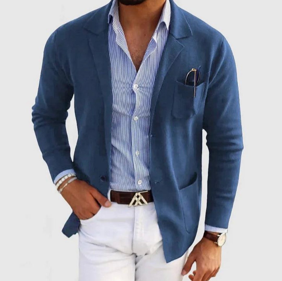 Męska marynarka casual slim fit – elegancka lekka marynarka sportowa do koszuli i chinosów