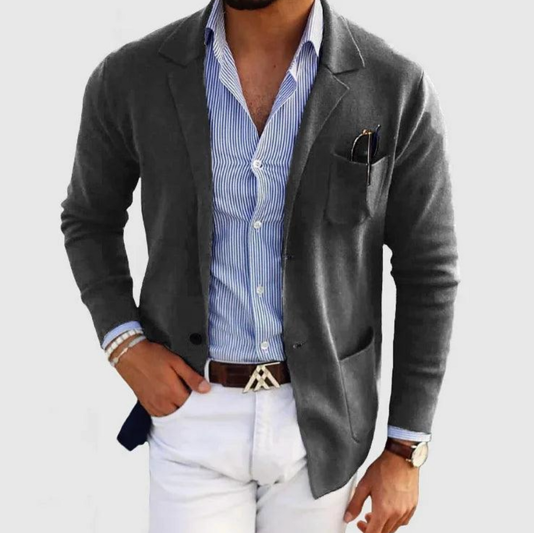 Męska marynarka casual slim fit – elegancka lekka marynarka sportowa do koszuli i chinosów