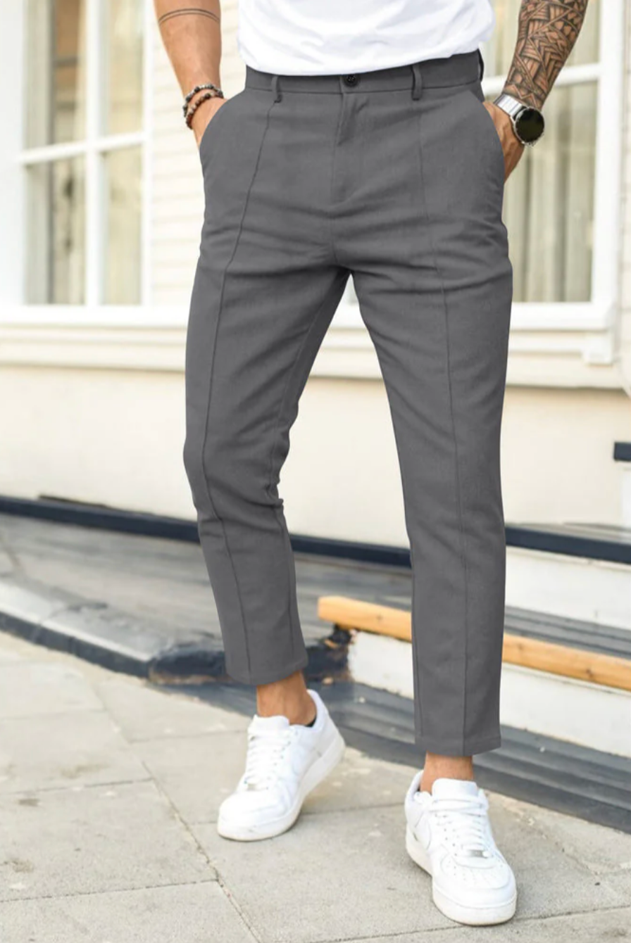 Męskie spodnie eleganckie slim fit – casualowe spodnie wizytowe do codziennych stylizacji