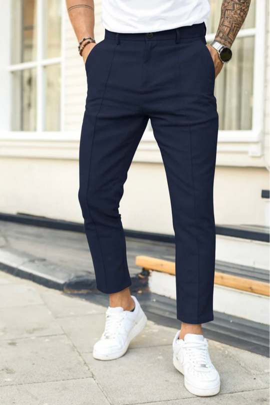 Męskie spodnie eleganckie slim fit – casualowe spodnie wizytowe do codziennych stylizacji