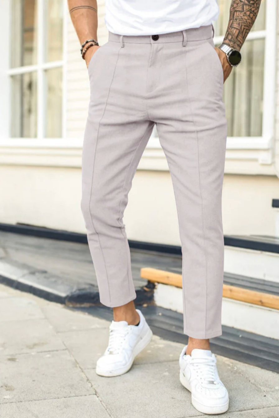 Męskie spodnie eleganckie slim fit – casualowe spodnie wizytowe do codziennych stylizacji