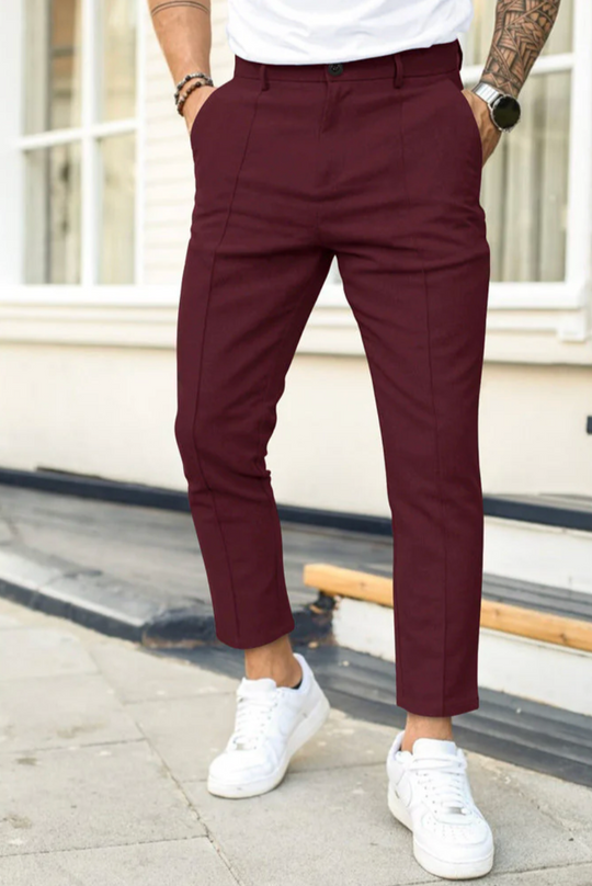 Męskie spodnie eleganckie slim fit – casualowe spodnie wizytowe do codziennych stylizacji