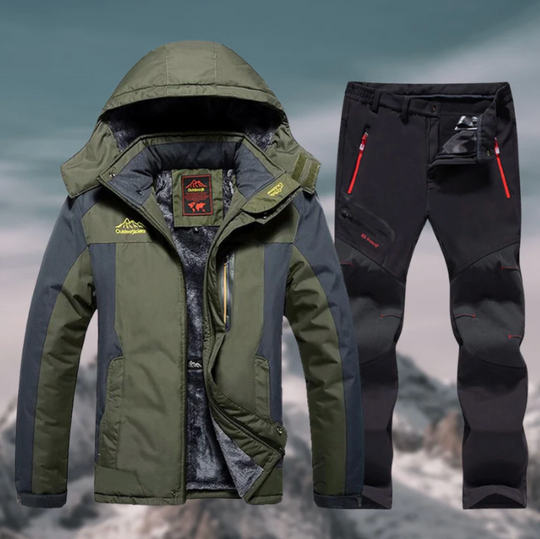Męski zestaw outdoorowy zimowy – kurtka ocieplana + spodnie wodoodporne