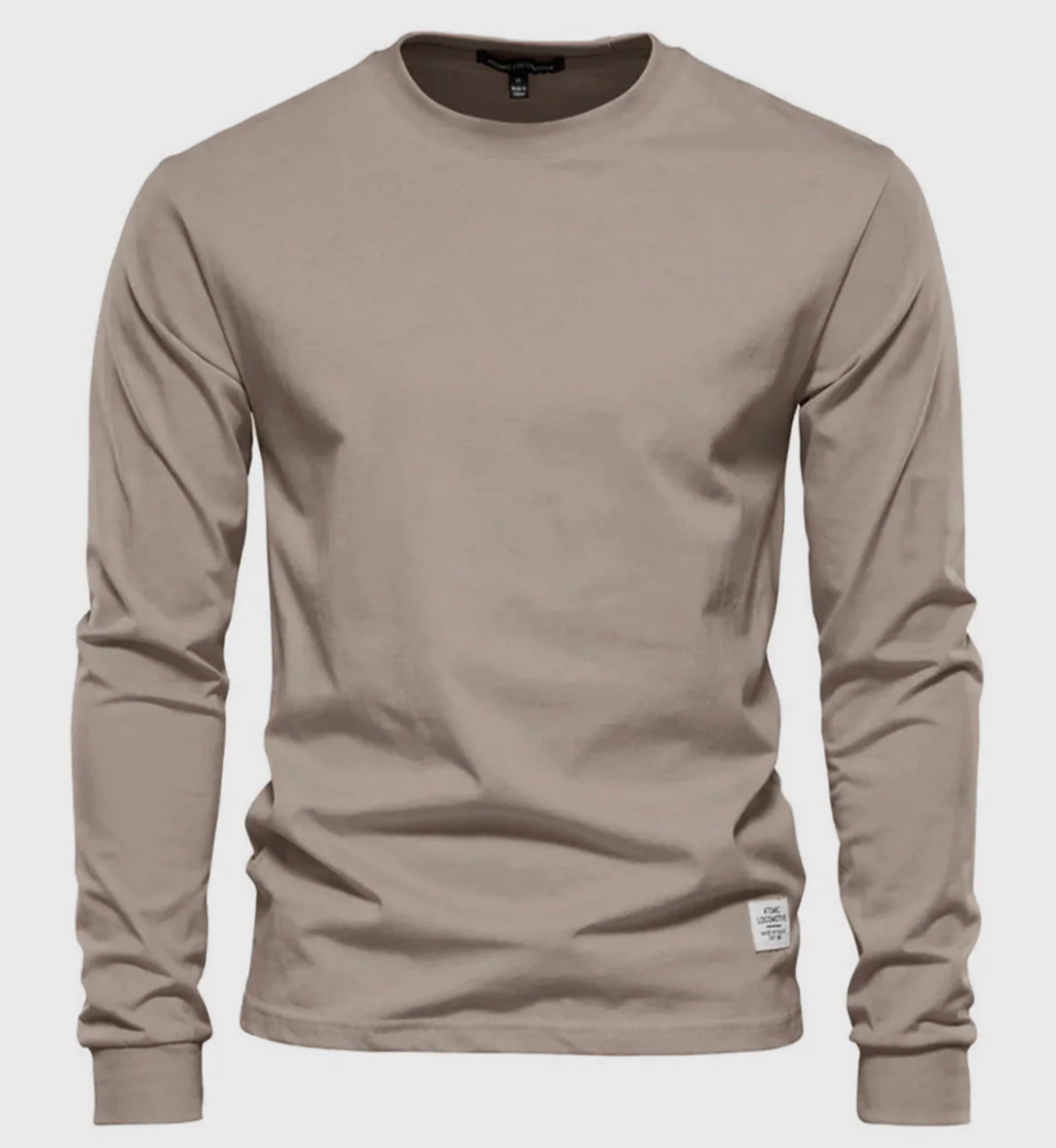 Męska koszulka z długim rękawem bawełniana – klasyczny longsleeve