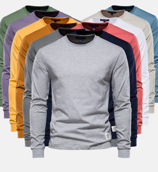 Męska koszulka z długim rękawem bawełniana – klasyczny longsleeve