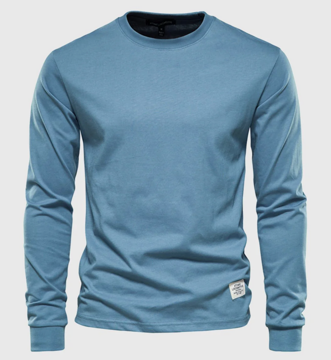 Męska koszulka z długim rękawem bawełniana – klasyczny longsleeve