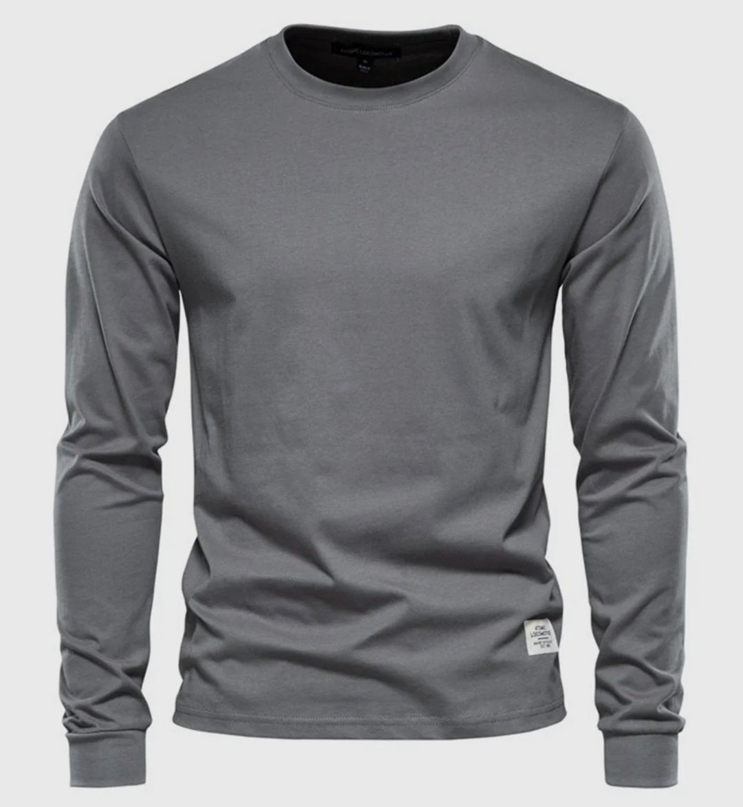 Męska koszulka z długim rękawem bawełniana – klasyczny longsleeve