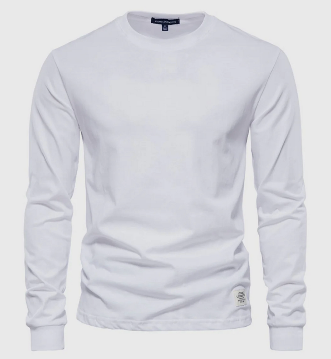 Męska koszulka z długim rękawem bawełniana – klasyczny longsleeve