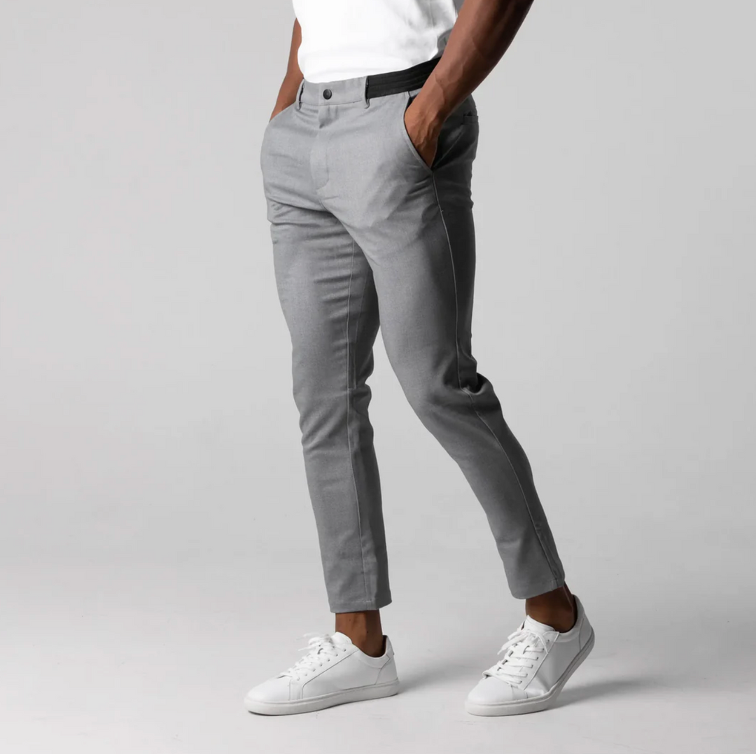 Męskie chinosy slim fit – elastyczne spodnie casual z wygodnym pasem