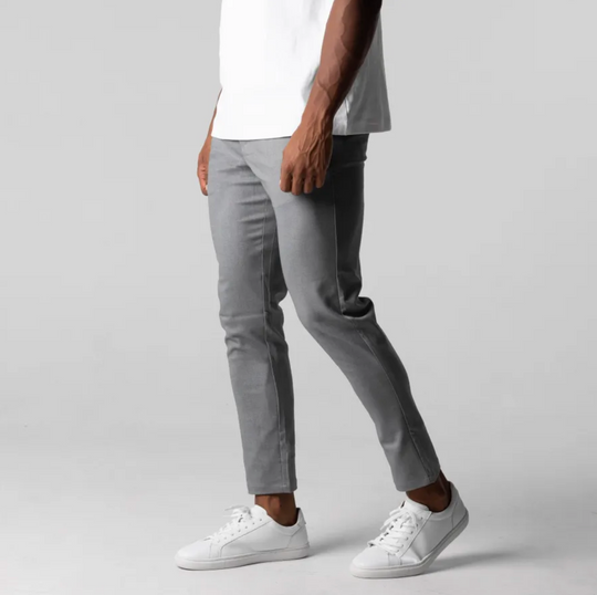 Męskie chinosy slim fit – elastyczne spodnie casual z wygodnym pasem