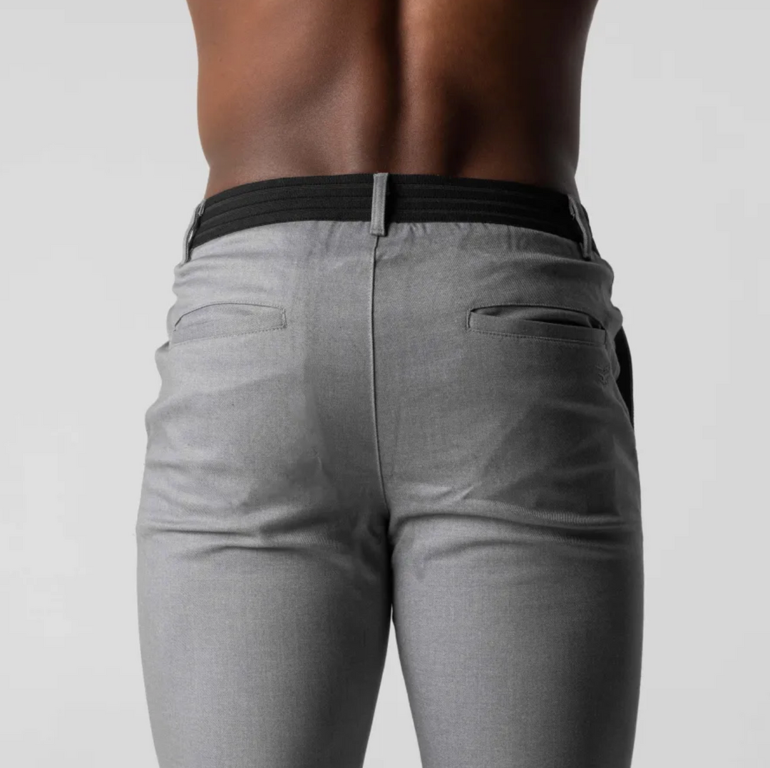 Męskie chinosy slim fit – elastyczne spodnie casual z wygodnym pasem