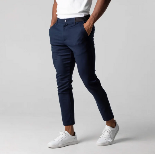Męskie chinosy slim fit – elastyczne spodnie casual z wygodnym pasem