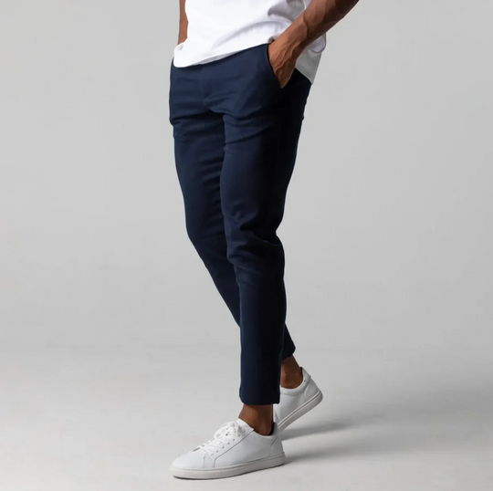 Męskie chinosy slim fit – elastyczne spodnie casual z wygodnym pasem