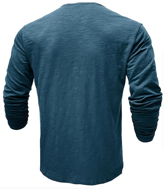 Męska koszulka longsleeve z guzikami – bawełniana, casual, dopasowany krój