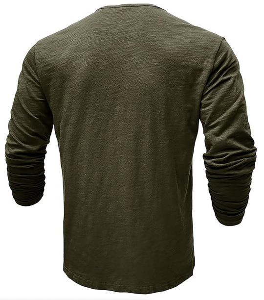 Męska koszulka longsleeve z guzikami – bawełniana, casual, dopasowany krój