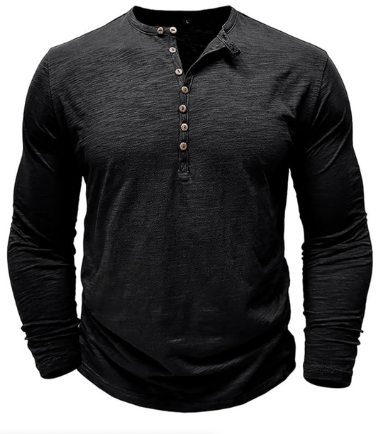 Męska koszulka longsleeve z guzikami – bawełniana, casual, dopasowany krój