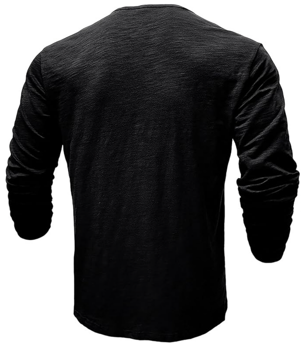 Męska koszulka longsleeve z guzikami – bawełniana, casual, dopasowany krój