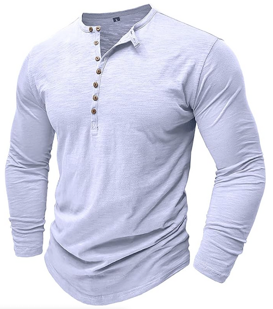 Męska koszulka longsleeve z guzikami – bawełniana, casual, dopasowany krój