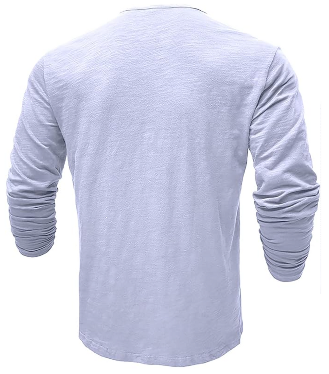 Męska koszulka longsleeve z guzikami – bawełniana, casual, dopasowany krój