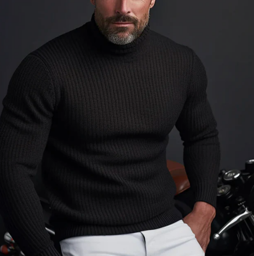 Męski sweter golf dopasowany – elegancki sweter z miękkiej dzianiny