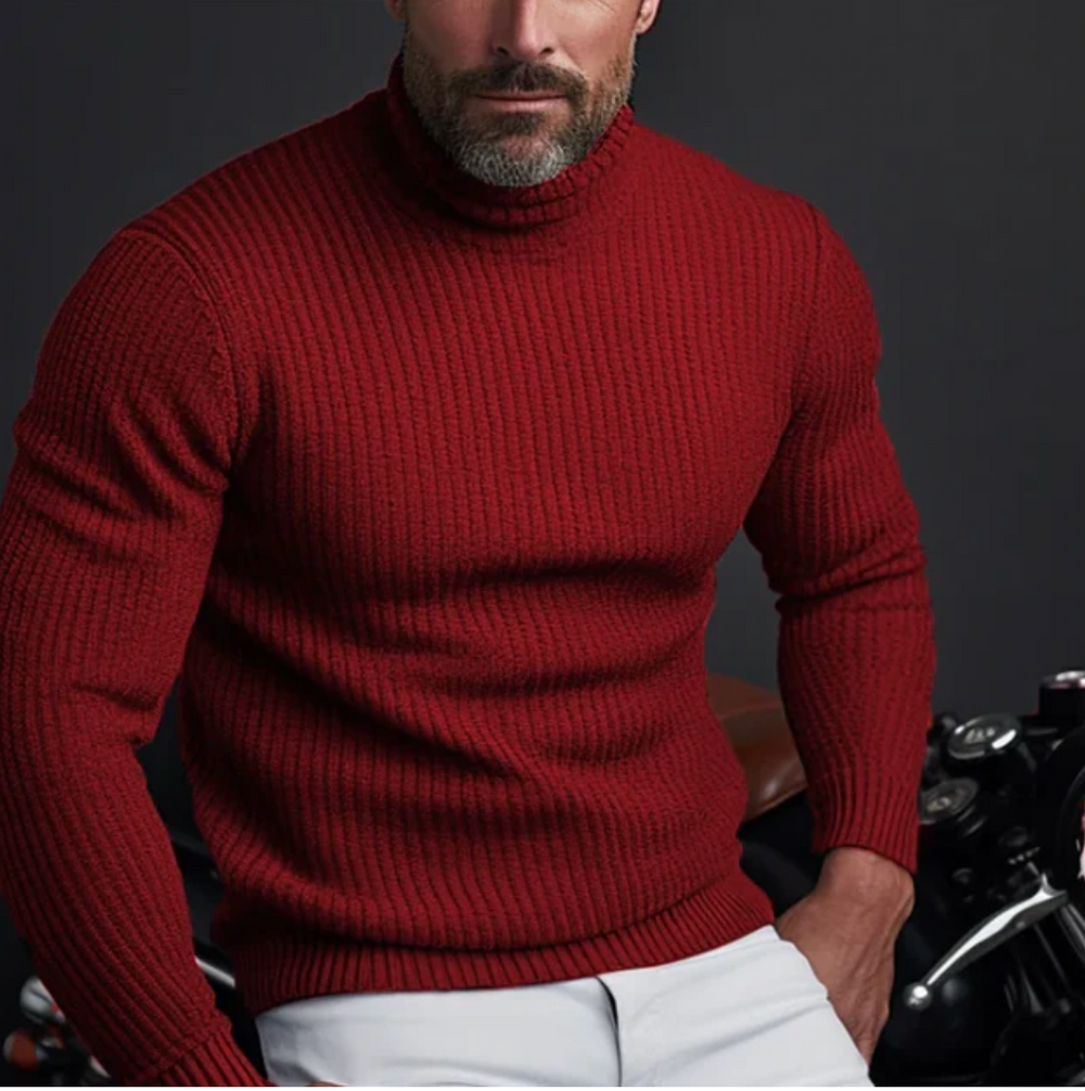 Męski sweter golf dopasowany – elegancki sweter z miękkiej dzianiny