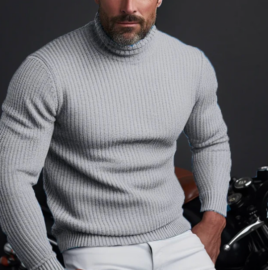 Męski sweter golf dopasowany – elegancki sweter z miękkiej dzianiny