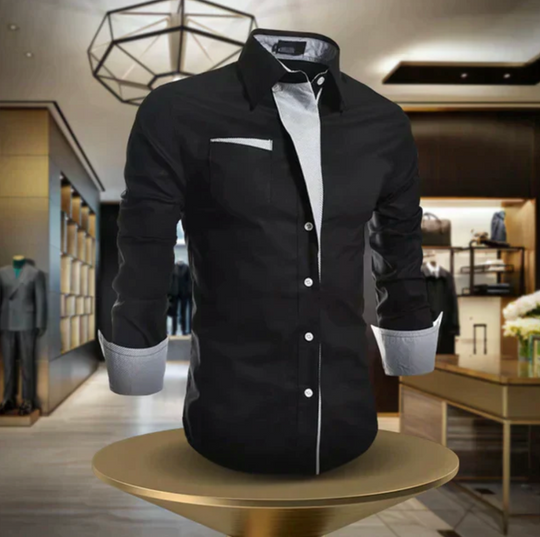 Męska koszula elegancka slim fit – klasyczna koszula bawełniana z kontrastowymi detalami